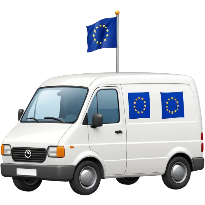 small delivery van with EU flag emoji