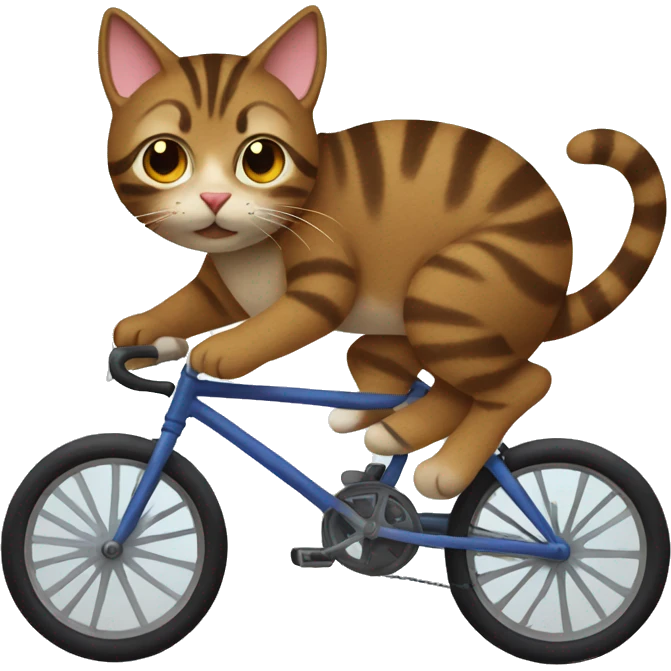 Brown tabby cat riding a bike emoji