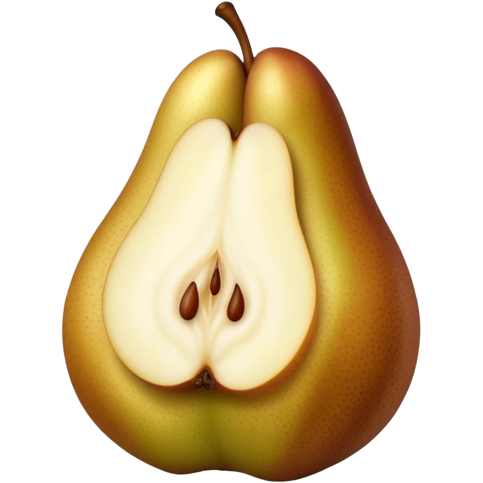 Thicc brown pear cut in half front only emoji