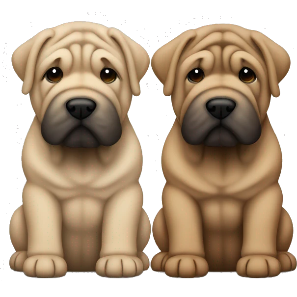 2 shar pei dogs 1 of them dark brown and 1 blonde emoji