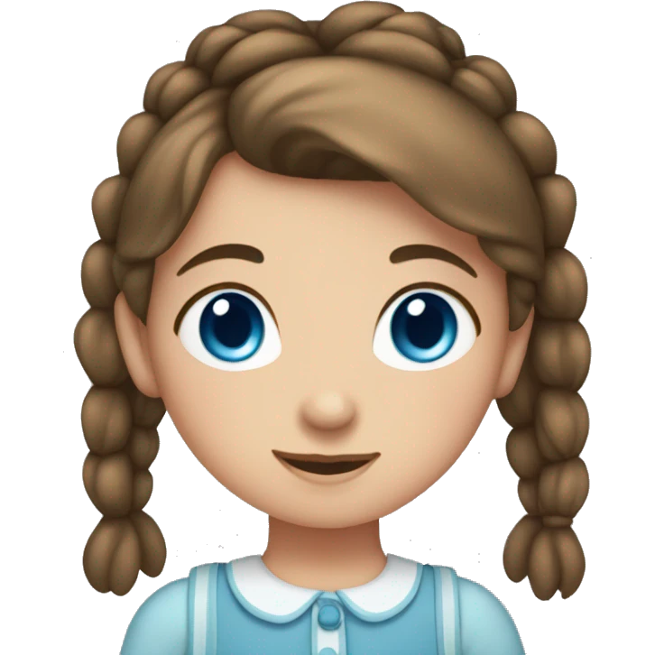 Little girl with brown hair in pigtails and bows and with blue eyes emoji