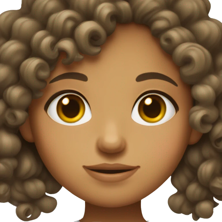 Olive skinned girl with big brown eyes and curly 3A hair emoji