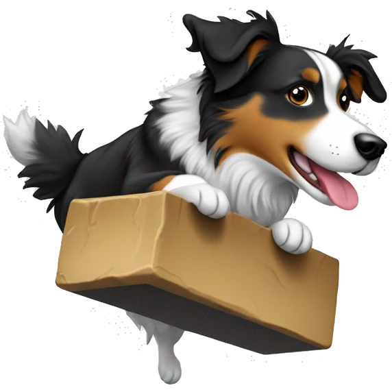 Anvil with australian shepherd jumping over emoji