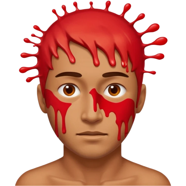 Red paint splashing from one side of a mans head emoji