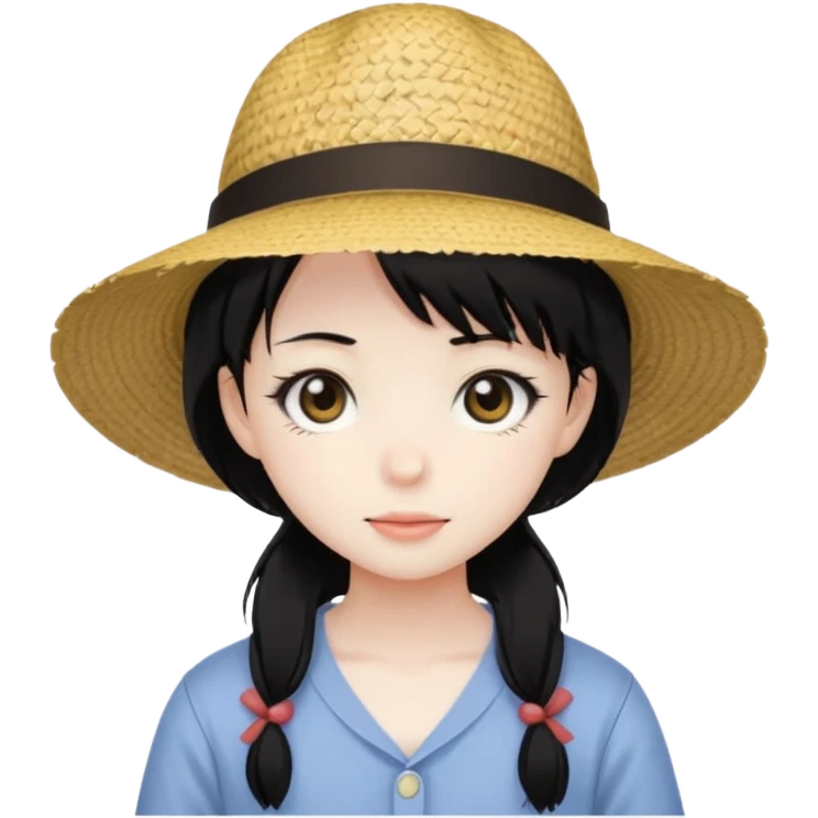 straw hat, black hair, anime style emoji