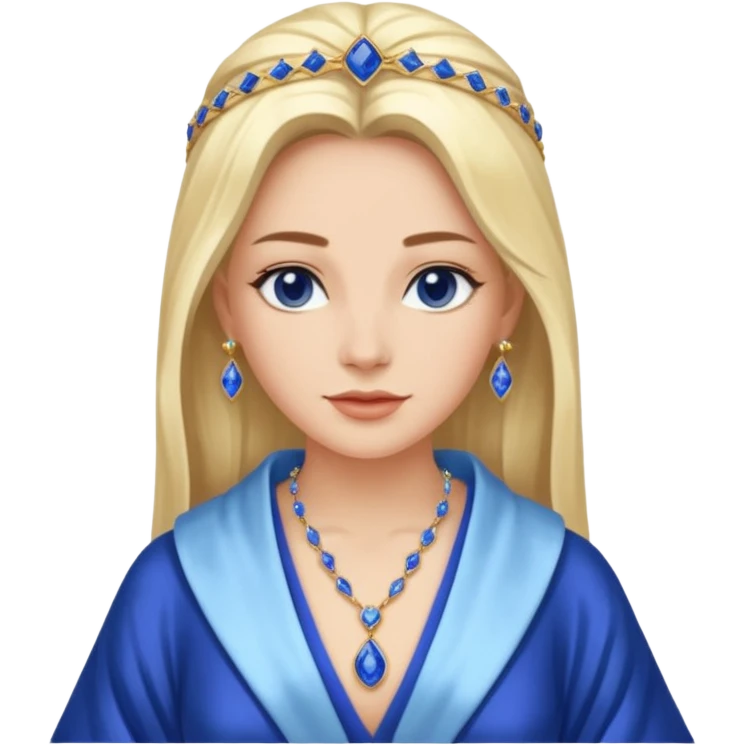 River Queen – sapphire necklace + silk robe emoji