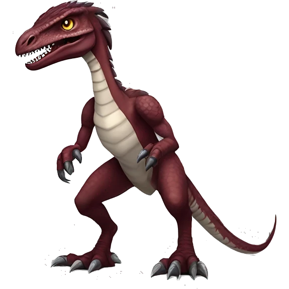Maroon edgy badass modern handsome velociraptor-dragon-Digimon, full body emoji
