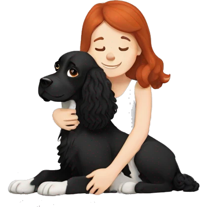 Black springer spaniel with redhead girl hug   emoji