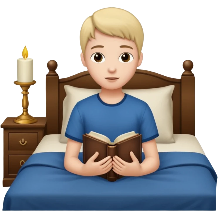 adolescente con la bliblia en la cama emoji
