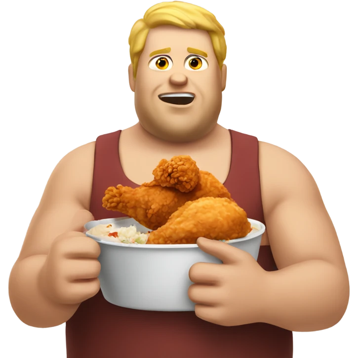 White fat dude eating fried chicken emoji