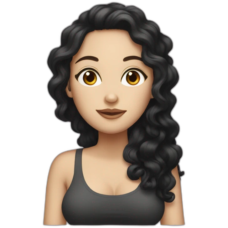 pregnant white woman with black curly long hair emoji