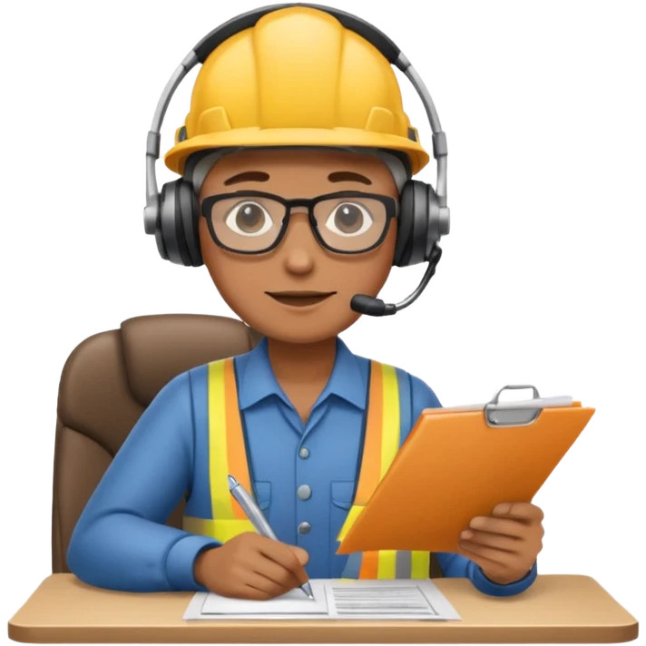 The occupational safety specialist is sitting at the paperwork emoji