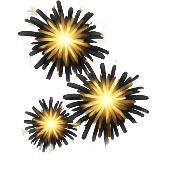 Gold black silver fireworks  emoji