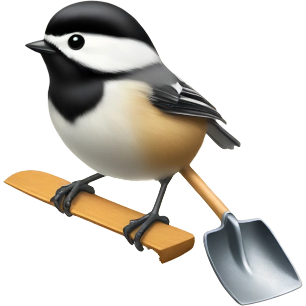 chickadee on a shovel emoji