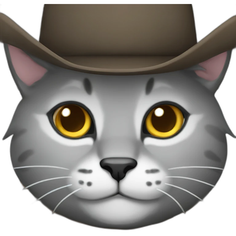 dark-gray-cat-with-white-forehead-and-brown-cowboy-hat emoji