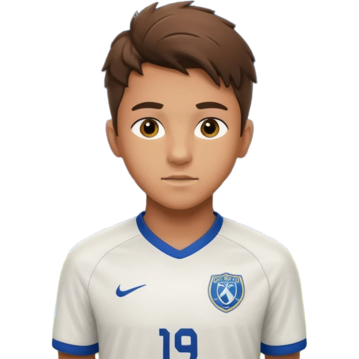 19–20 year old soccer player on field, focused look, stadium lights, cinematic, realistic ⚽ emoji