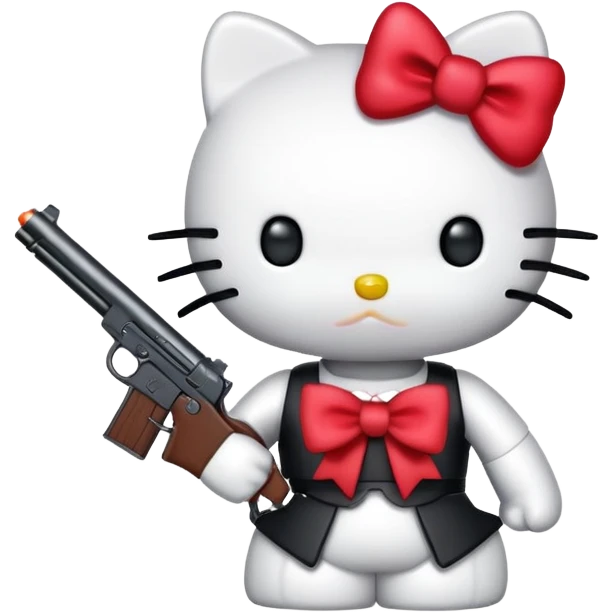 Hello kitty holdign a gun  emoji