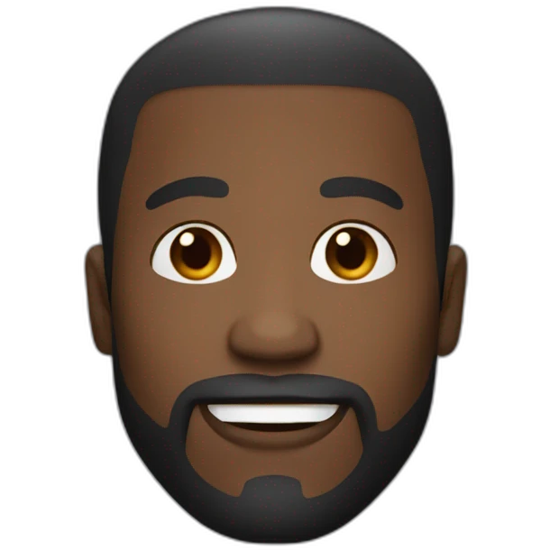wide jaw black man with short hair and french beard emoji