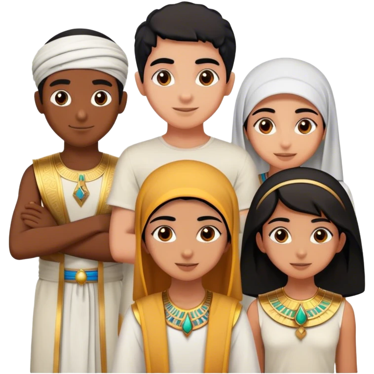 5 bestfriends, 1 south Asian girl, 1 Egyptian boy, 1 iranian girl, 1 moroccan boy , 1 black boy emoji