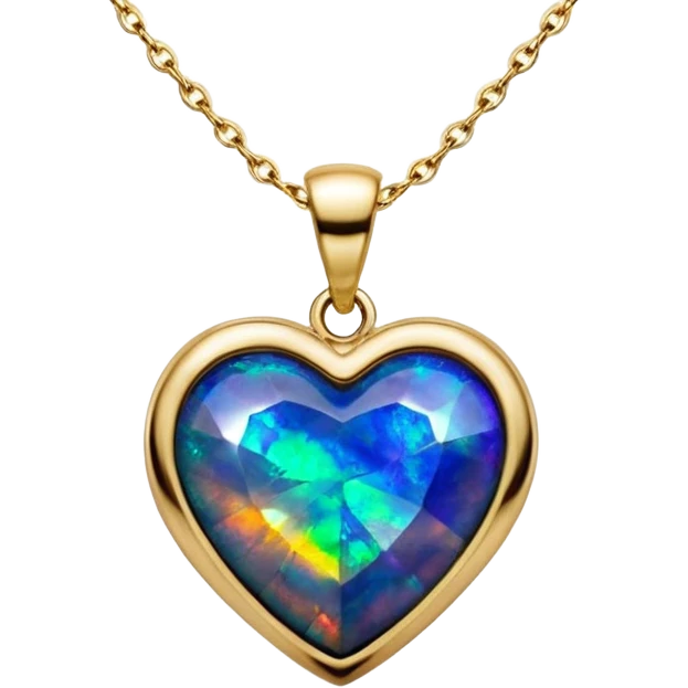 Hyperrealism, gorgeous black opal gemstone heart shaped charm, 14k sparkling Gold necklace emoji
