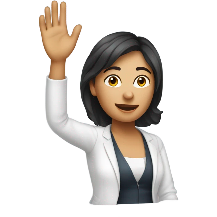Create an emoji of a woman European  under 30 years old with a hand waving. emoji