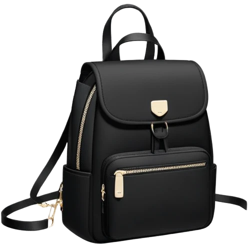 small black commuter backpack purse, women's, clean minimal aesthetic, plain emoji