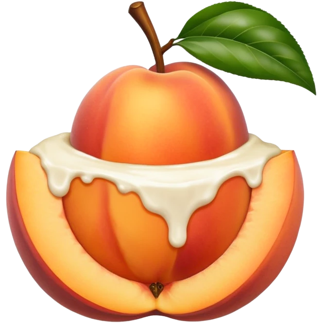 White cream drenched on a peach emoji