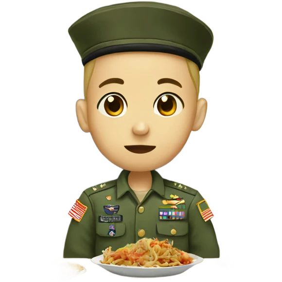 military boy eating chinese food  emoji
