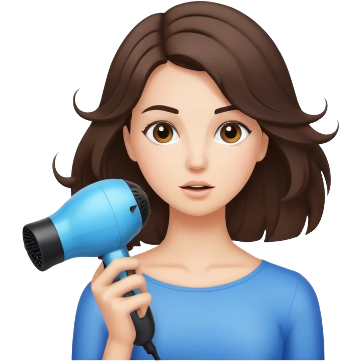 Brunette girl blow drying hair emoji