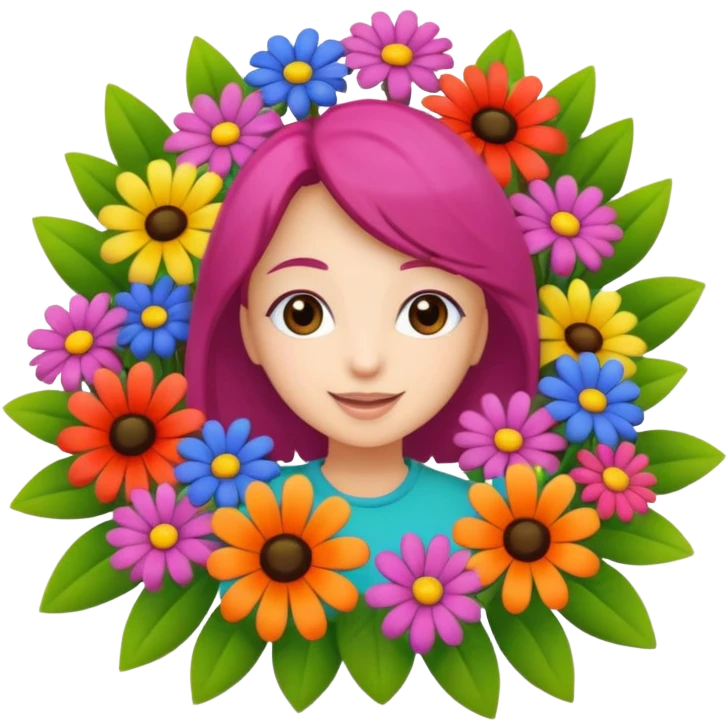 Happy Birthday Mina in multicolored flowers emoji