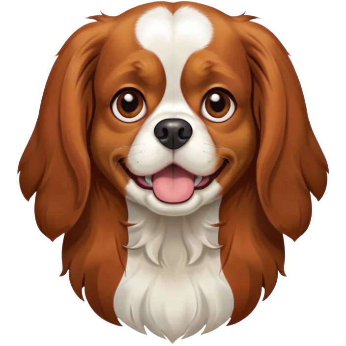 Cinematic Comical Blenheim Cavalier King Charles Spaniel Portrait Emoji, Head tilted dramatically with an exaggeratedly shocked or offended expression, short, silky Blenheim coat with bold chestnut and white patches, wide, expressive brown eyes filled with exaggerated disbelief, Simplified yet hilariously expressive features, highly detailed, glowing with a slightly sassy glow, high shine, dramatic yet playful, stylized with an air of attitude, bright and endearing, soft glowing outline, capturing the essence of a sassy and over-the-top pup, so meme-worthy it feels like it could side-eye its way into internet fame instantly! emoji