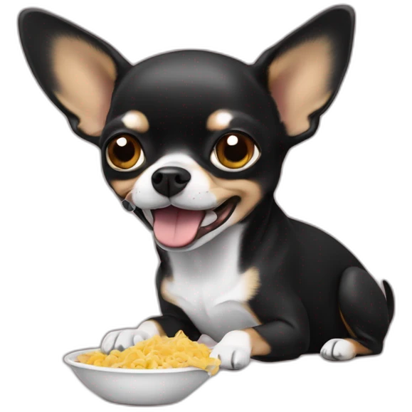 chihuahua negro comiendo hueso emoji