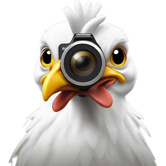 chicken with a gopro attached to head emoji