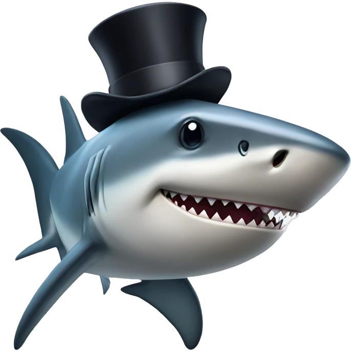Shark with a top hat emoji