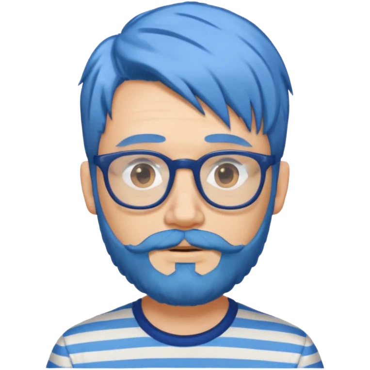 blue hair glasses man with beard and striped shirt emoji