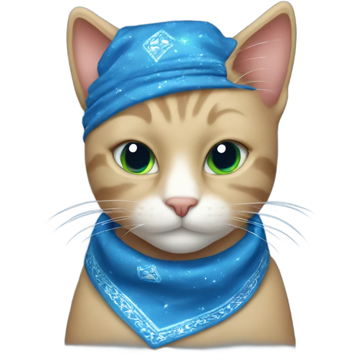 Sparkle blue cat with blue bandana emoji
