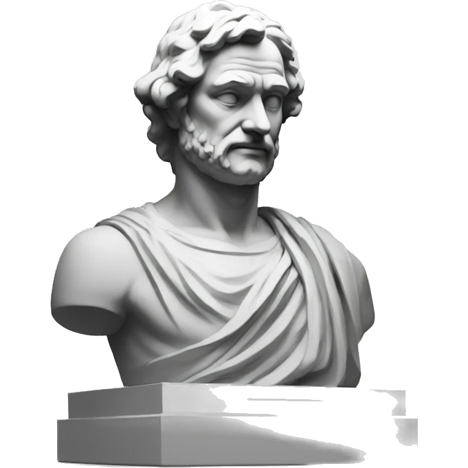 philosopher statue, portrait, minimal, logo, monochrome emoji