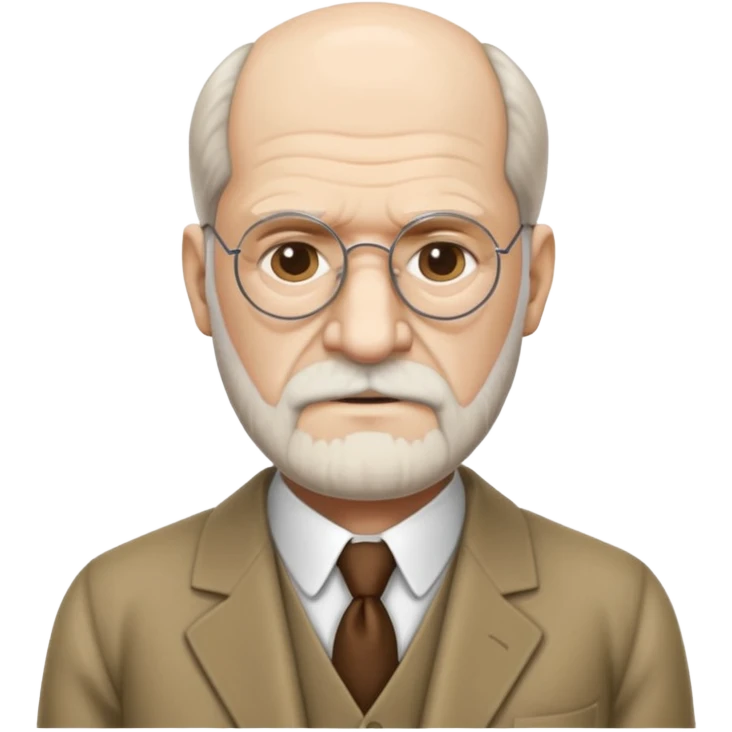 Sigmund Freud: create emoji using exact style: apple ios, 3D rendered, with exact words: я промолчу emoji
