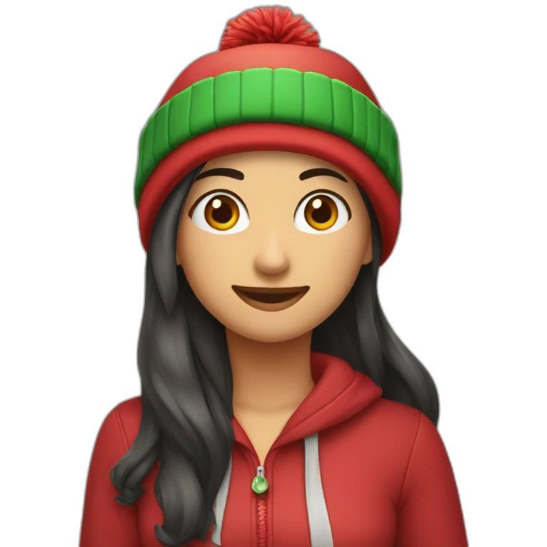 Raya marina con un gorro navideño emoji