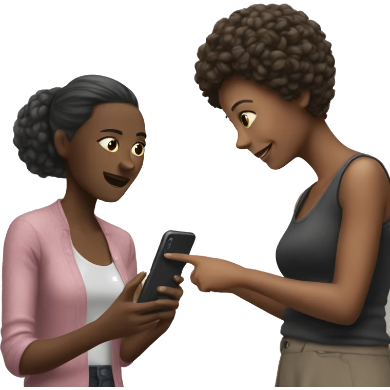 woman showing her phone to another woman emoji