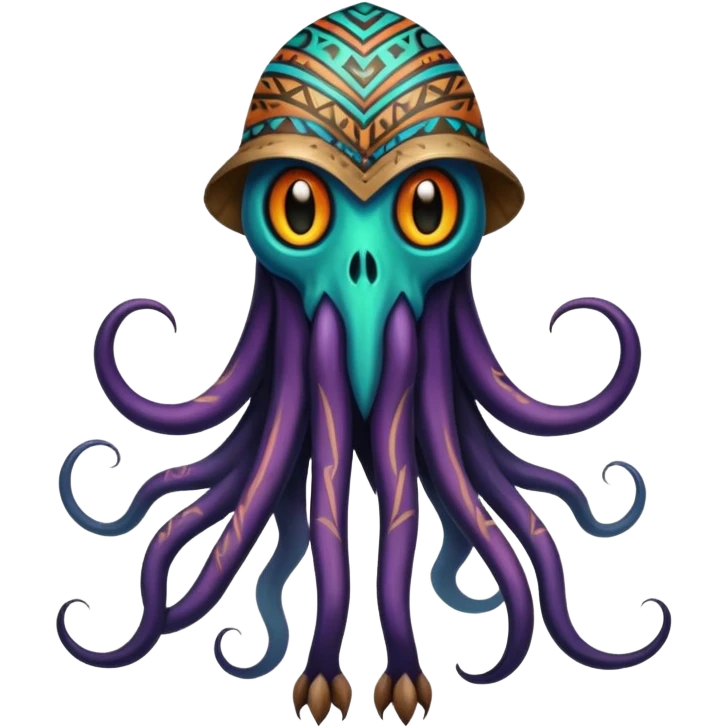 colorful lush edgy eldritch spooky tribal exotic patterned beautiful elegant pretty realistic Fakémon-Digimon-Fionbri-Trico-creature (full body) emoji