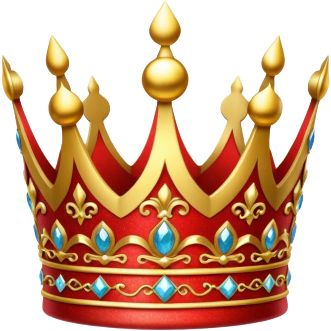 Crown glitter red and golden emoji