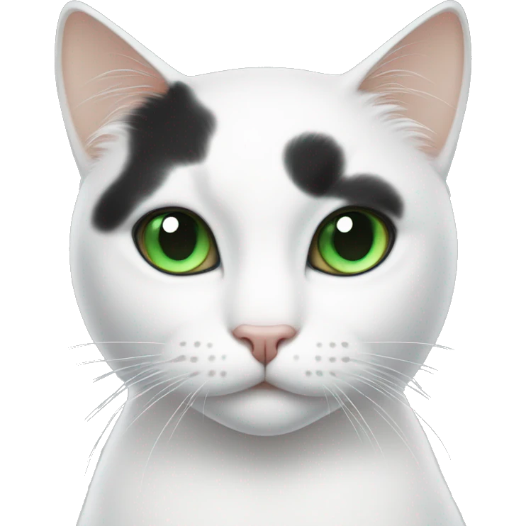 white cat with green eyes and Black spot on the head emoji