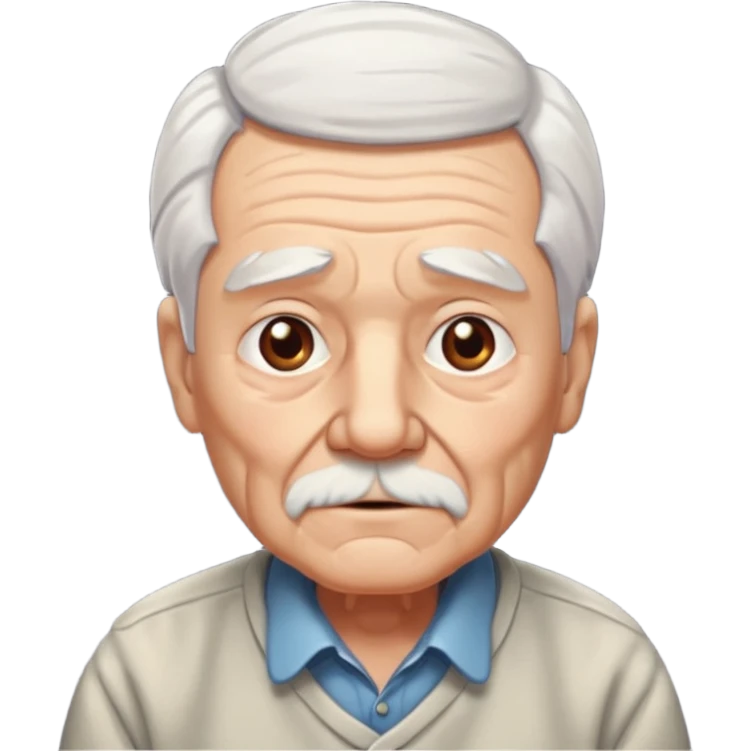White haired grandpa in the dark room alone ￼ emoji