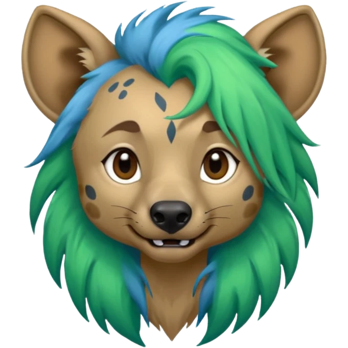 hyena withlong blue and green hair emoji