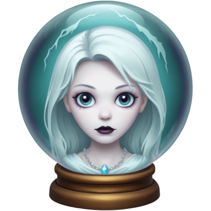 A Ghoulish Lady's head in a crystal ball emoji