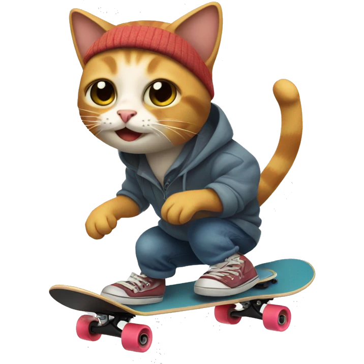 Skateboarding cat emoji