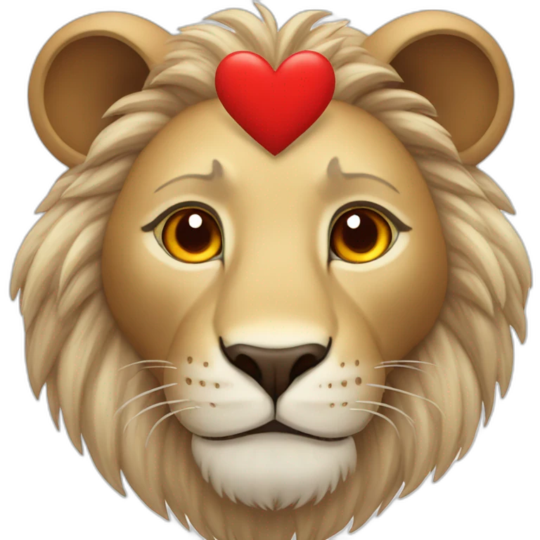 Lion face with giant red hearts in his eyes, he looks so much in love emoji