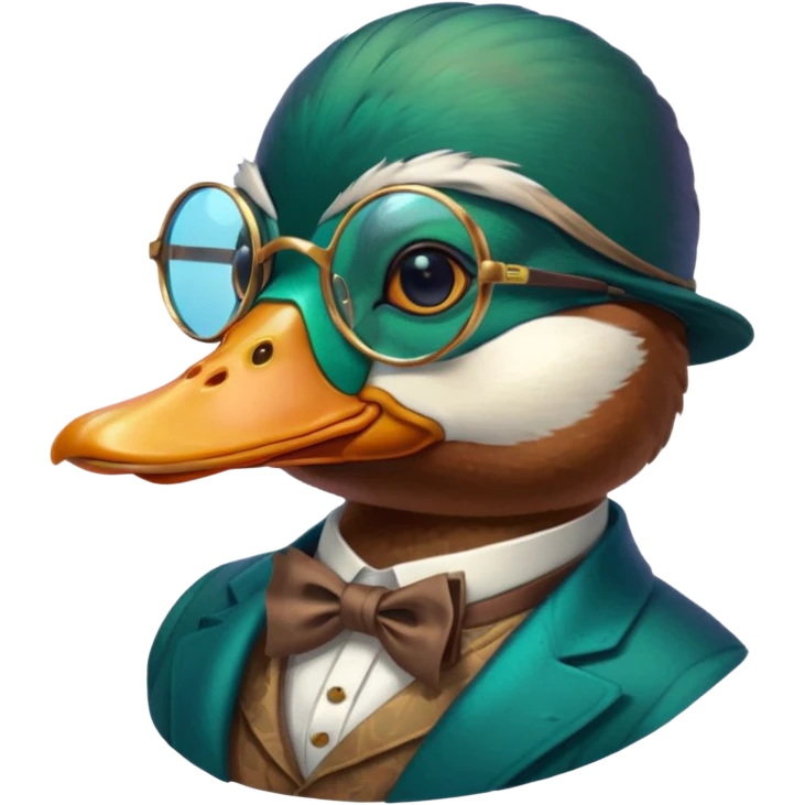 Create a mallard which has  a monocle glasses
 emoji