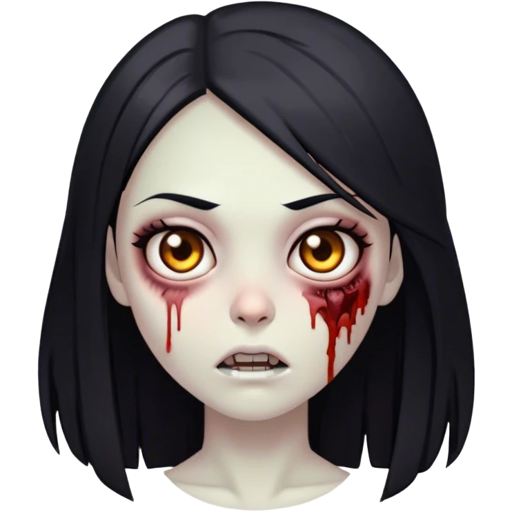 zombie girl with black hair and medium straight hair with brown eyes emoji